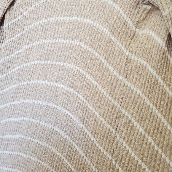 Rxb Striped Long Open Front Cardigan Long Sleeve Sweater Beige Boho Size M - Picture 11 of 14